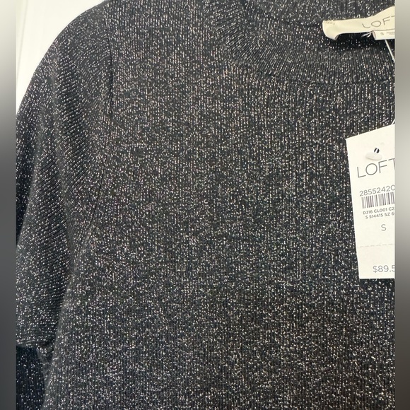 NWT LOFT Black Sparkle Shimmer Long Sleeve Dress - Picture 6 of 7